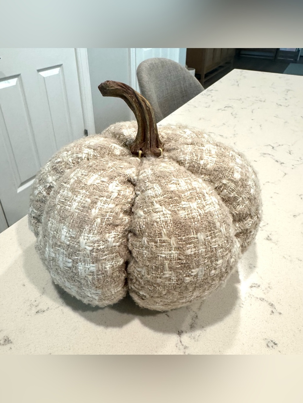Tweed Boucle Fabric Pumpkin Decor - Fall Decor 8” tall